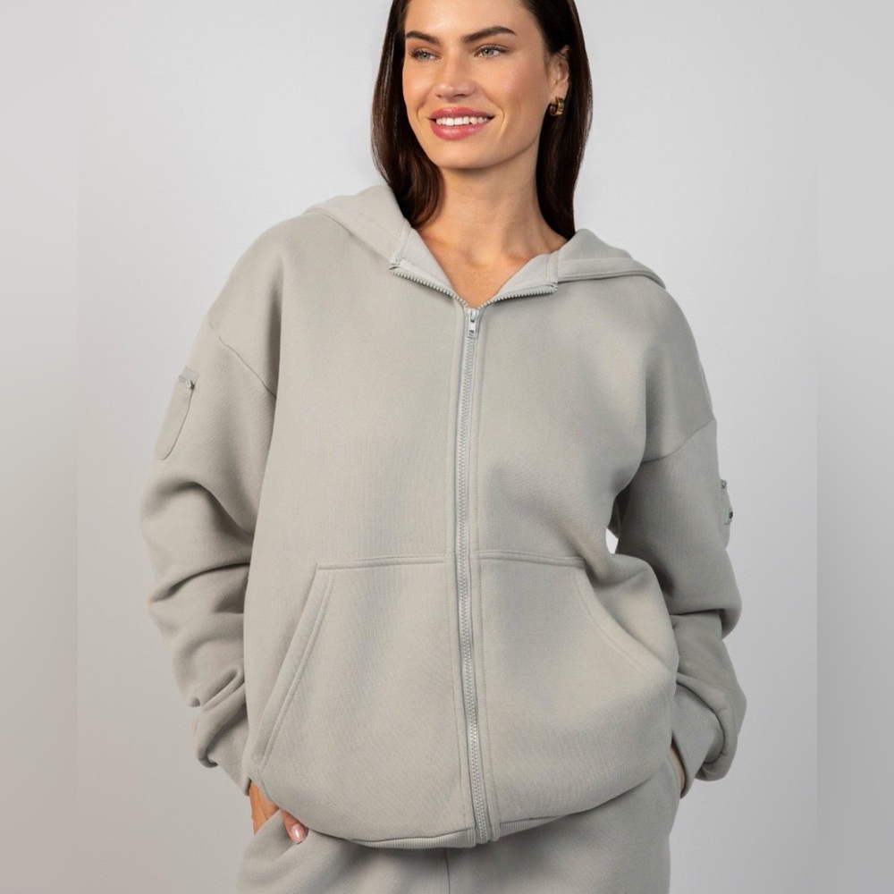Relaxed Zip-Up Hoodie in Light Gray. Never worn!
